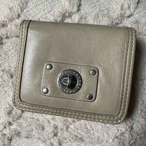 Marc Jacobs Taupe Leather Wallet with Metal Clasp